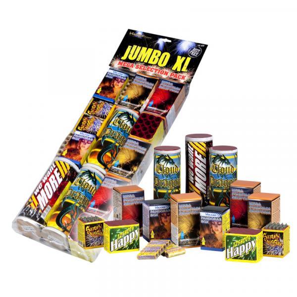 Jumbo XL Pyromixsatser Fyrverkerier & Raketer, säljer fyrverkerier